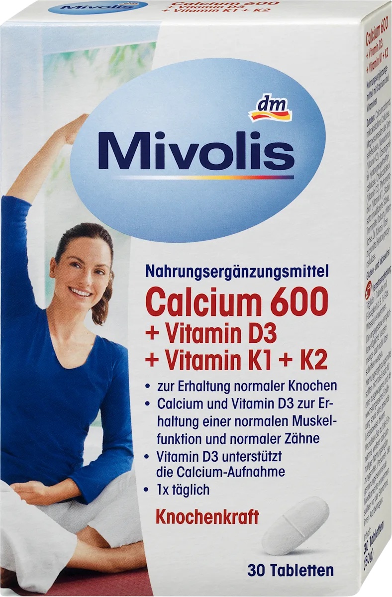 Mivolis Calcium 600 + Vitamin D3 + K1 + K2, 30 St., 50 g