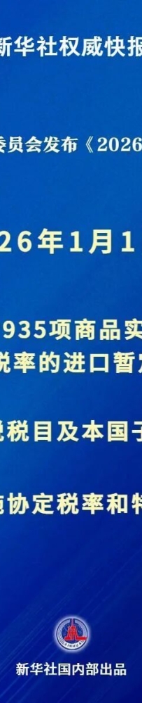 我国明年将调整部分商品关税税率税目